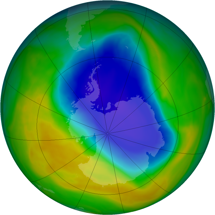 Antarctic ozone map for 07 November 2005